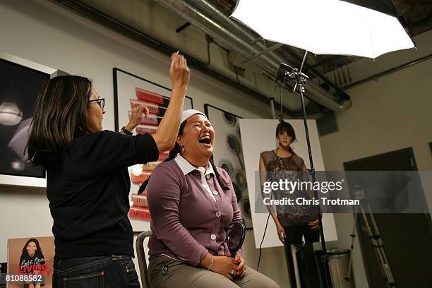 Golfer Christina Kim has her make up applied by makeup artist Bobbi Brown at Brown's studio May 14, 2008 in Montclair, New Jersey.