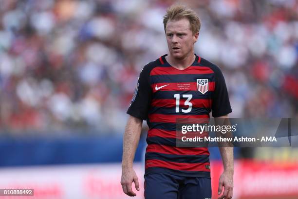 Dax McCarty of the United States looks on during the 2017 CONCACAF Gold Cup Group B match between the United States and Panama at Nissan Stadium on...