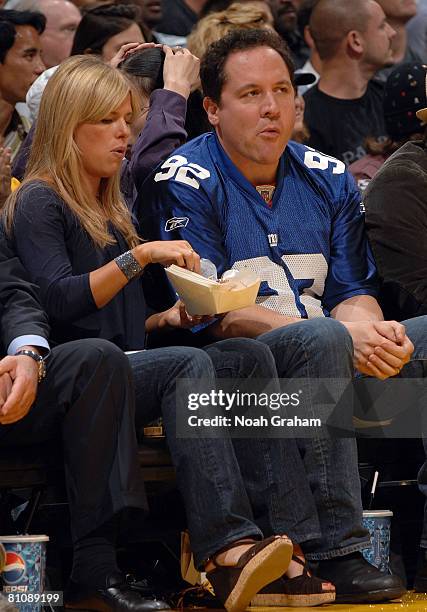 Director/actor Jon Favreau and wife Joya Tillem watche the Los Angeles Lakers and the Utah Jazz in Game Five of the Western Conference Semifinals...