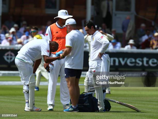 Vernon Philander of South Africa during 1st Investec Test Match Day Three between England and South Africa at Lord's Cricket Ground in London on July...