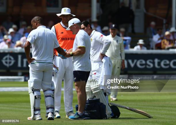 Vernon Philander of South Africa during 1st Investec Test Match Day Three between England and South Africa at Lord's Cricket Ground in London on July...