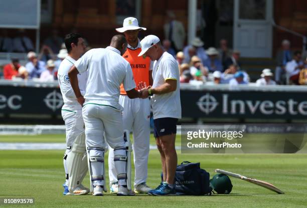 Vernon Philander of South Africa during 1st Investec Test Match Day Three between England and South Africa at Lord's Cricket Ground in London on July...