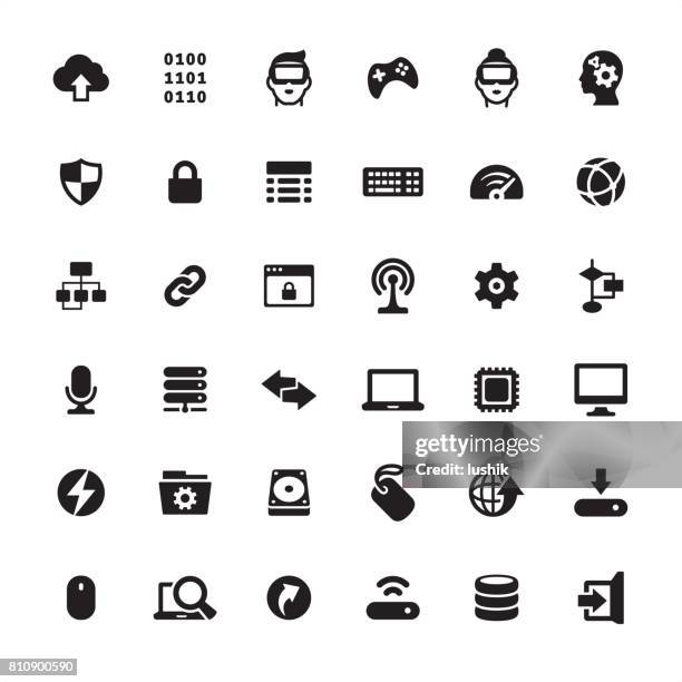 illustrations, cliparts, dessins animés et icônes de pièce d’ordinateur et de la technologie numérique ensemble d’icônes - command antenna us