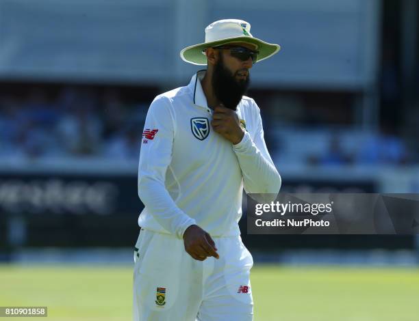 Hashim Amla of South Africa during 1st Investec Test Match Day Three between England and South Africa at Lord's Cricket Ground in London on July 08,...