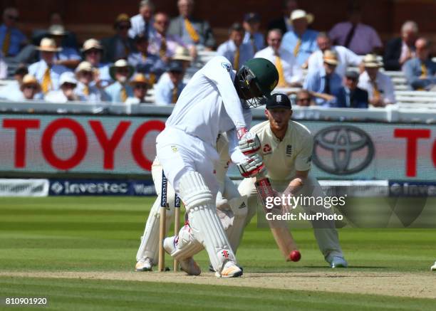 Kagiso Rabada of South Africa during 1st Investec Test Match Day Three between England and South Africa at Lord's Cricket Ground in London on July...