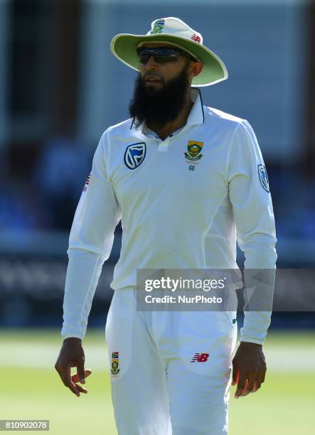 Hashim Amla of South Africa during 1st Investec Test Match Day Three between England and South Africa at Lord's Cricket Ground in London on July 08,...