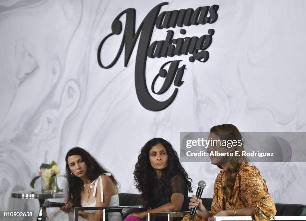 Panelists Shiva Rose, Manuela Testolini and Kelly Zajfen attend the Mamas Making It Summit at W Hollywood on July 8, 2017 in Hollywood, California.