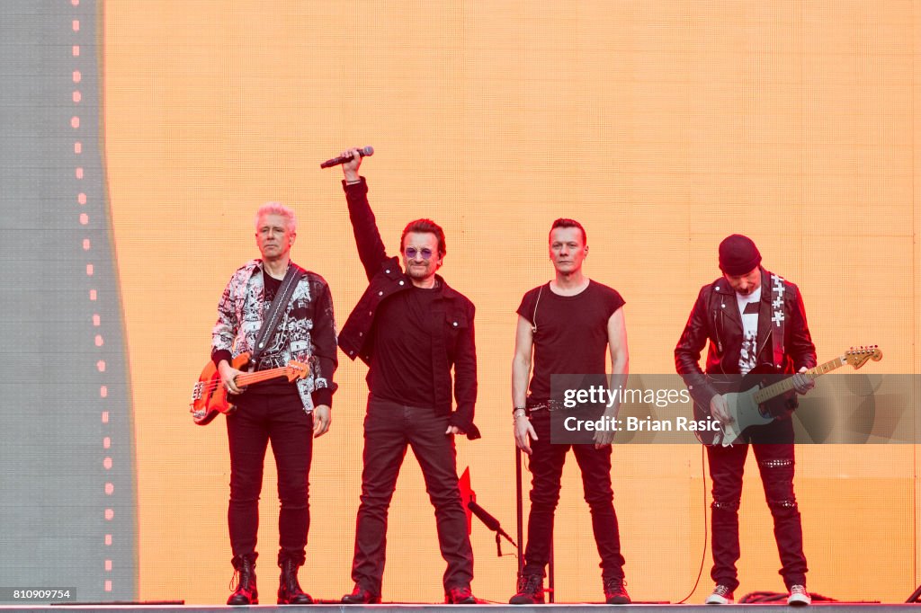 U2 Performing At Twickenham Stadium, London