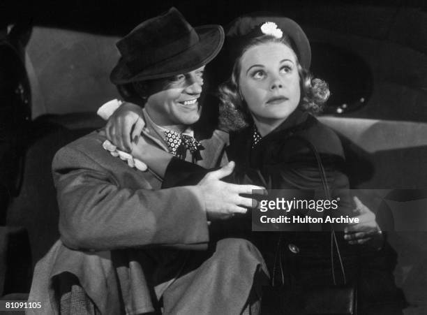 American actor John Payne and Norwegian ice-skater and actress Sonja Henie in a scene from 'Sun Valley Serenade', directed by H. Bruce Humberstone,...