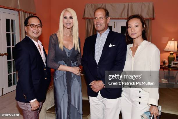 Loy Carlos, Katrina Peebles, Philippe Bigar and Gigi Bigar attend Katrina and Don Peebles Host NY Mission Society Summer Cocktails at Private...