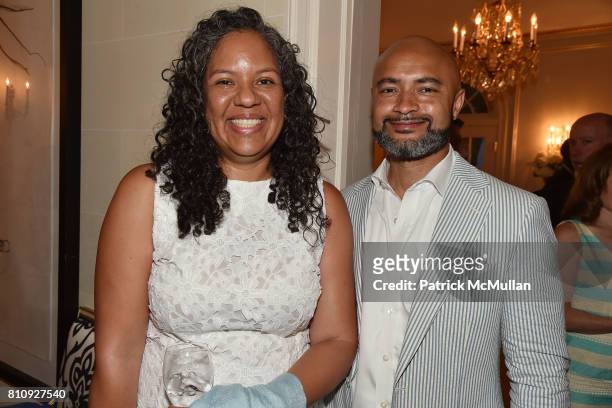Goldie Bryant and Seth Bryant attend Katrina and Don Peebles Host NY Mission Society Summer Cocktails at Private Residence on July 7, 2017 in...