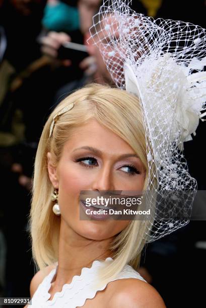Paris Hilton arrives at Selfridges department store on Oxford Street to launch her new fragrance 'Can Can' on May 15, 2008 in London, England.