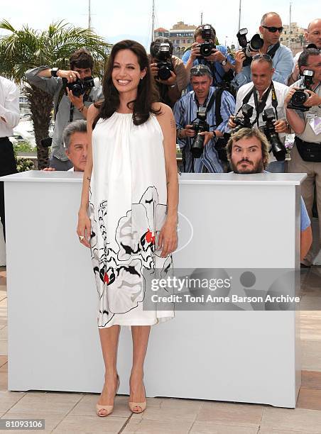 Actors Dustin Hoffman, Angelina Jolie and Jack Black attend the "Kung Fu Panda" photocall at the Palais des Festivals during the 61st Cannes...