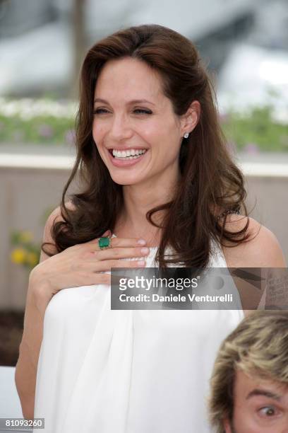 Actress Angelina Jolie attends the "Kung Fu Panda" photocall at the Palais des Festivals during the 61st Cannes International Film Festival on May...