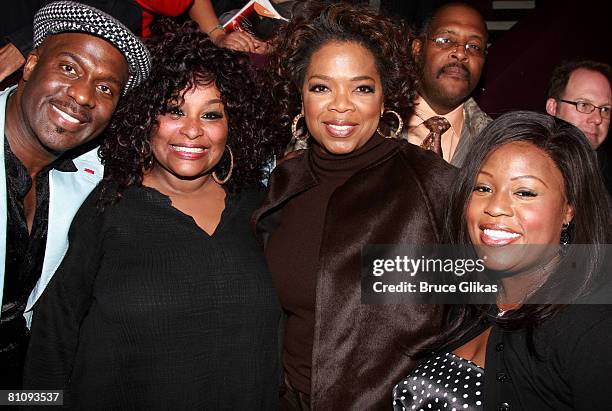 Singers/Actors BeBe Winans, Chaka Khan, Producer Oprah Winfrey and LaKisha Jones pose at The Celebration for Chaka Khan, BeBe Winans and Lakisha...