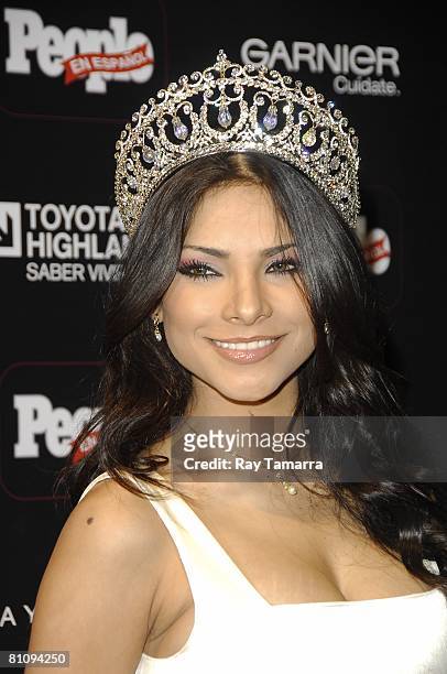 Univision's Nuestra Belleza Latina winner Alejandra Espinoza attends the People En Espanol's "50 Most Beautiful" Party at Mansion on May 14, 2008 in...