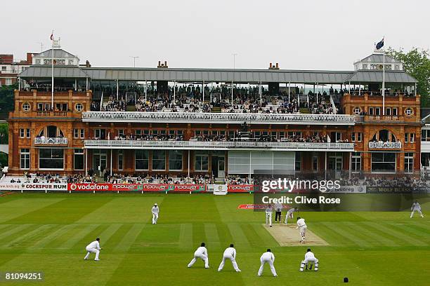 General view as James Anderson of England bowls during the first day of the 1st npower Test Match between England and New Zealand at Lord's on May...