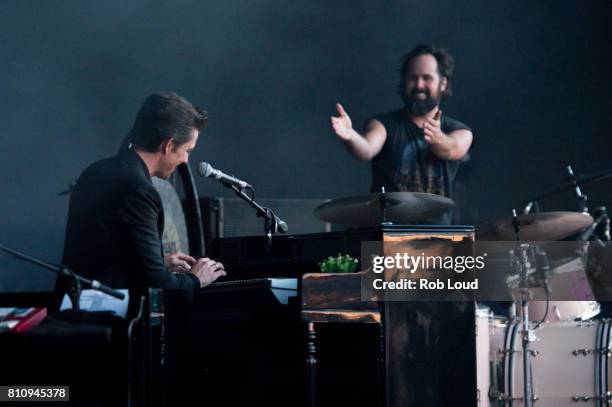 Ronnie Vannucci and Brandon Flowers of The Killers performs on Day 5 of Barclaycard presents British Summer Time in Hyde Park on July 8, 2017 in...