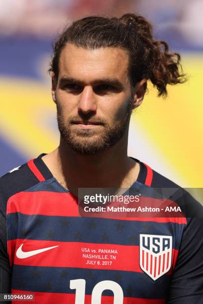 Graham Zusi of the United States looks on during the 2017 CONCACAF Gold Cup Group B match between the United States and Panama at Nissan Stadium on...