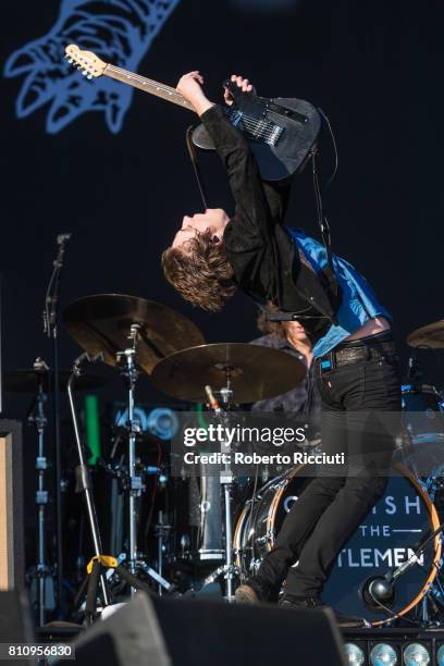 Van McCann of British rock band Catfish and the Bottlemen performs on stage during TRNSMT Festival Day 2 at Glasgow Green on July 8, 2017 in Glasgow,...