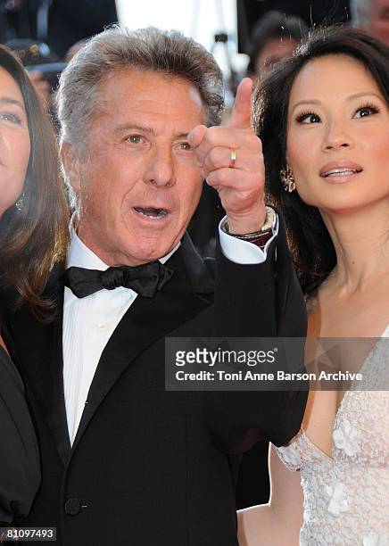 Actors Dustin Hoffman and Lucy Liu attend the "Kung Fu Panda" premiere at the Palais des Festivals during the 61st Cannes International Film Festival...