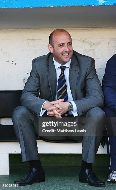 Gary McAllister. Manager of Leeds United, looks on from the bench during the Coca-Cola League One Playoff Semi Final match between Carlisle United...