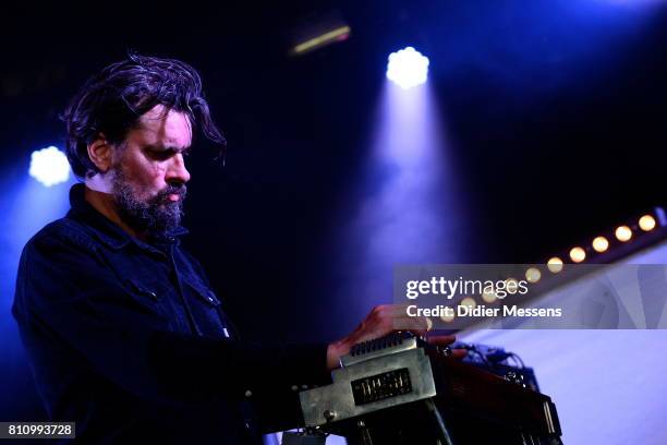 Tom Pintens from the group Het zesde metaal performs on stage during day 2 of Rock Zottegem on July 8, 2017 in Zottegem, Belgium.