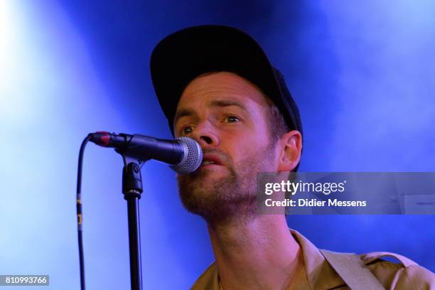 Wannes Cappelle from the group Het zesde metaal performs on stage during day 2 of Rock Zottegem on July 8, 2017 in Zottegem, Belgium.