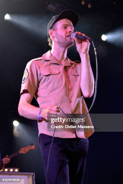 Wannes Cappelle from the group Het zesde metaal performs on stage during day 2 of Rock Zottegem on July 8, 2017 in Zottegem, Belgium.