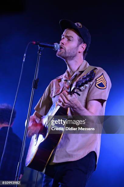 Wannes Cappelle from the group Het zesde metaal performs on stage during day 2 of Rock Zottegem on July 8, 2017 in Zottegem, Belgium.