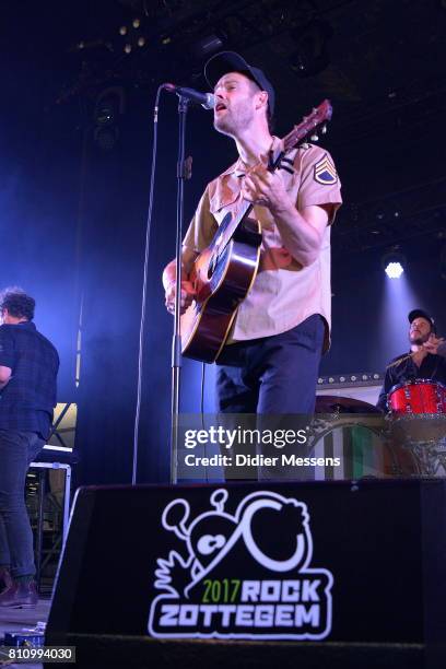 Wannes Cappelle from the group Het zesde metaal performs on stage during day 2 of Rock Zottegem on July 8, 2017 in Zottegem, Belgium.