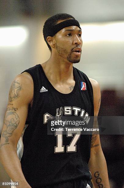 Josh Gross of the Austin Toros looks on against the Idaho Stampede in Game Two of the D-League Finals on April 24, 2008 at the Qwest Arena in Boise....