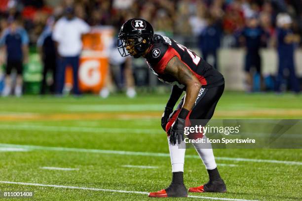 Ottawa RedBlacks defensive back A.J. Jefferson lines up for the play during Canadian Football League action between the Toronto Argonauts and Ottawa...