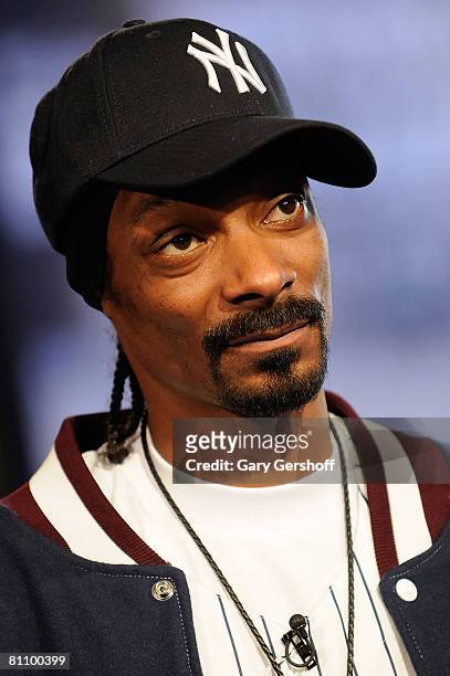 Rapper Snoop Dogg co-hosts MTV's "TRL" at MTV Studios Times Square on May 5, 2008 in New York City.