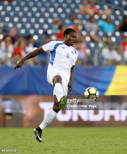 Luis Copete of Nicaragua controls the ball during the Group B match between Martinique and Nicaragua as part of the Gold Cup 2017 at Nissan Stadium...