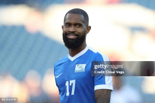 Kevin Parsemain of Martinique looks on during the Group B match between Martinique and Nicaragua as part of the Gold Cup 2017 at Nissan Stadium on...