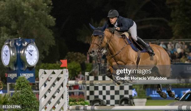 Maikel Van der Vleuten of The Netherlands and horse VDL Groep Arera C during the Longines Global Champions Tour Grand Prix of Cascais competition on...