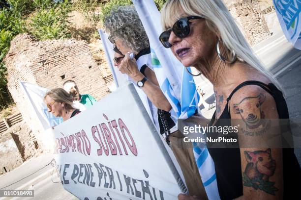 People during an Animal Movement Demonstration in Rome, Italy, on July 08. The animal movement ,founded by Michela Vittoria Brambilla last May 20...