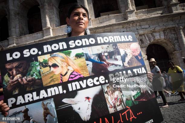 People during an Animal Movement Demonstration in Rome, Italy, on July 08. The animal movement ,founded by Michela Vittoria Brambilla last May 20...