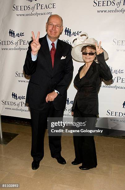 Yoko Ono and CBS Anchor Harry Smith attend The 15th Annual Seeds of Peace Gala in New York City on May 15, 2008