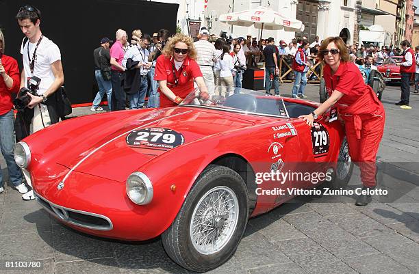 Italian Television Presenter Rossella Labate attends the Mille Miglia 2008 - 1000 Mile Historic Race car presentation held at Piazza della Loggia on...