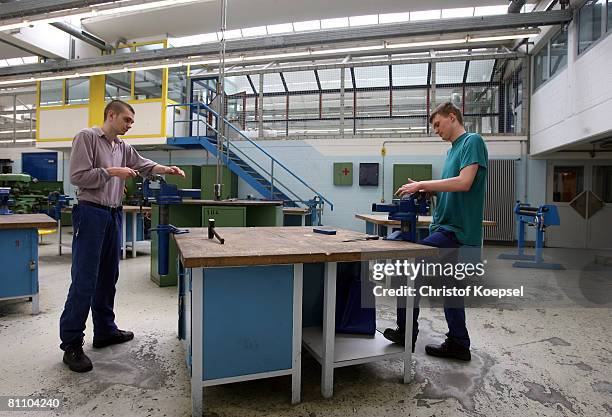 Prisoners work to be professional machinists at the Iserlohn prison on May 15, 2008 in Iserlohn, Germany. The prison in North Rhine-Westphalia...