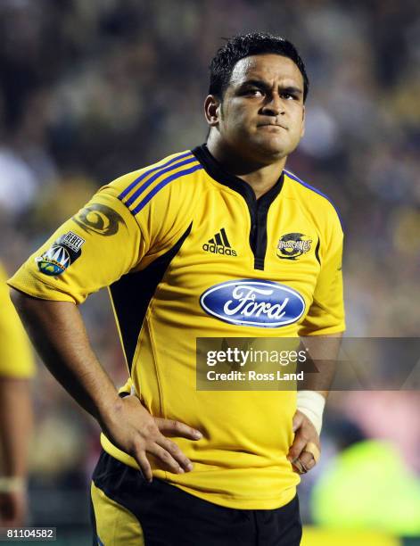 Piri Weepu of the Hurricanes looks on following his sides loss to the Blues in the round 14 Super 14 match between the Blues and the Hurricanes at...