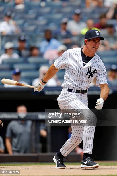 Former player Paul O'Neill of the New York Yankees takes part in the New York Yankees 71st Old Timers Day game before the Yankees play against the...