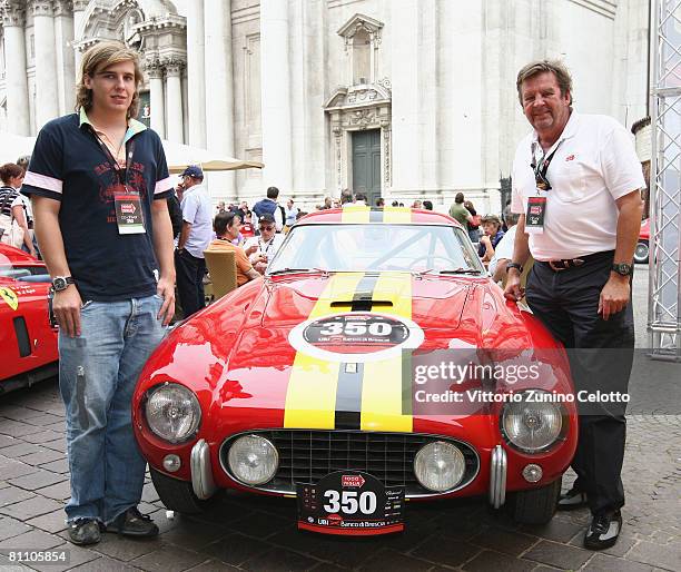 Chairman of Richemont Group Johann Rupert and Anton Rupert attend the Mille Miglia 2008 - 1000 Mile Historic Race car presentation held at Piazza...