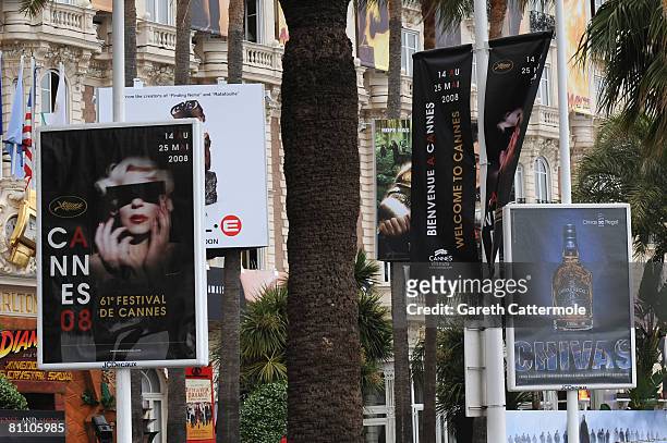 General view of billboards and banners during the 61st International Cannes Film Festival on May 14, 2008 in Cannes, France.