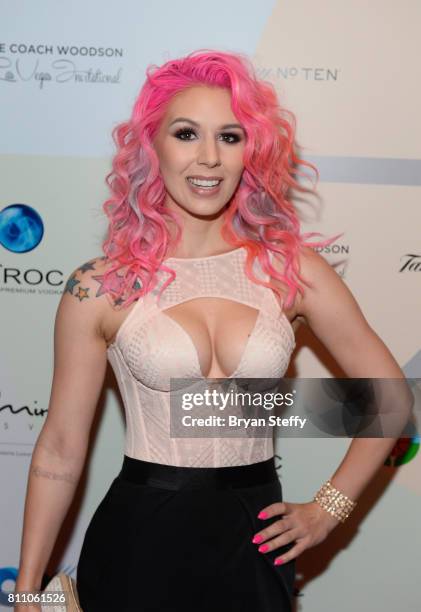 Model Annalee Belle arrives at the Coach Woodson Las Vegas Invitational red carpet and pairings gala at 1 OAK Nightclub at The Mirage Hotel & Casino...