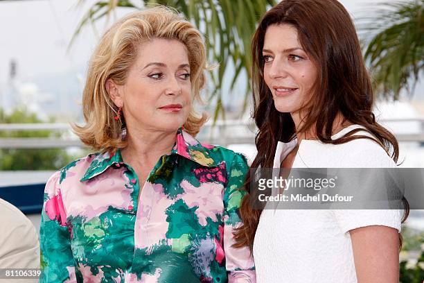 Catherine Deneuve and daughter Chiara Mastroianni attend the photocall for 'Contes de Noel' during the Cannes International Film Festival on May 16,...
