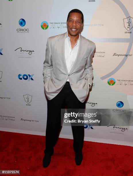 Soul Train's Tony Cornelius arrives at the Coach Woodson Las Vegas Invitational red carpet and pairings gala at 1 OAK Nightclub at The Mirage Hotel &...