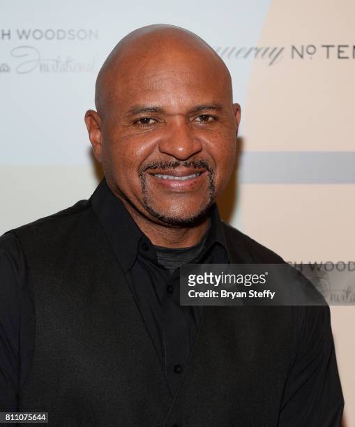 Former professional football player Ron Brown arrives at the Coach Woodson Las Vegas Invitational red carpet and pairings gala at 1 OAK Nightclub at...